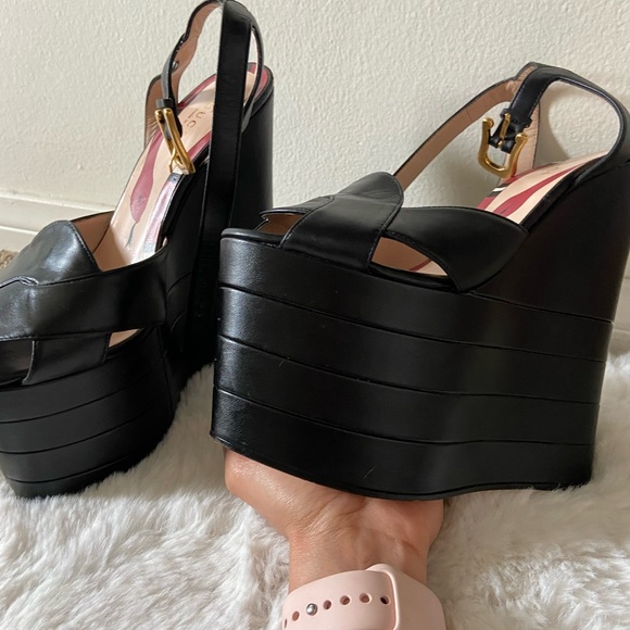 Gucci Kingsnake High Platform Heels Black sz 37.5 - Picture 3 of 10